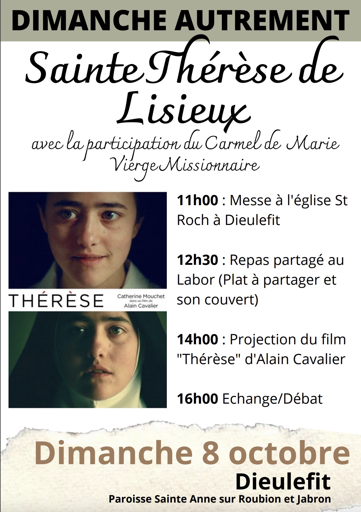 Dimanche Autrement 8 Octobre Thérèse De Lisieux Avec La Participation Du Carmel De Marie